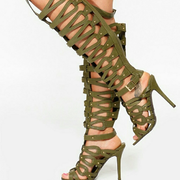 Green Gladiator Heels
