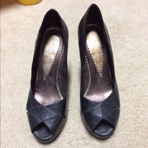 NWOT Real Black Leather Shoes Size 8