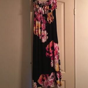Floral strapless maxi dress