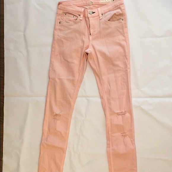 Light pink rag & bone ripped skinny jeans