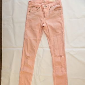 Light pink rag & bone ripped skinny jeans