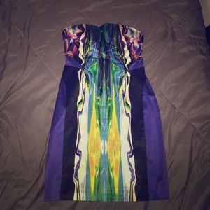 Silk bebe watercolor print minidress