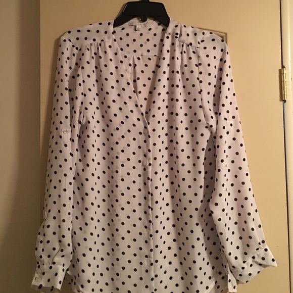Larsen Gray polka dot blouse