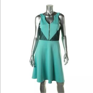 Sangria turquoise and black mesh dress