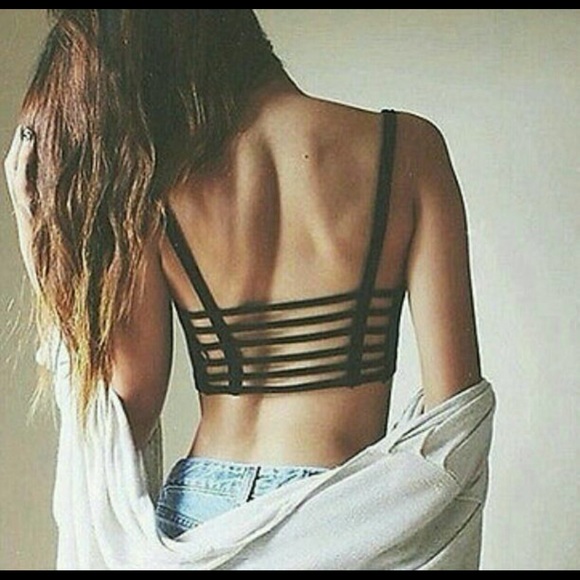 π2 different styleπ NEW Black Strappy Bralettes - Picture 3 of 4