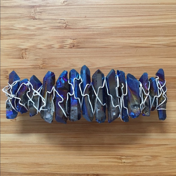 Wirewrapped Large Blue Titanium Quartz Barrette🌌 - Picture 2 of 4