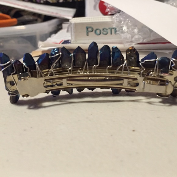 Wirewrapped Large Blue Titanium Quartz Barrette🌌 - Picture 3 of 4