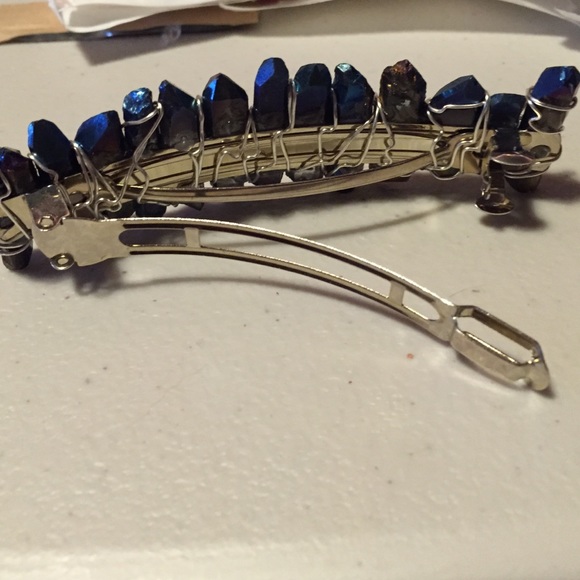 Wirewrapped Large Blue Titanium Quartz Barrette🌌 - Picture 4 of 4
