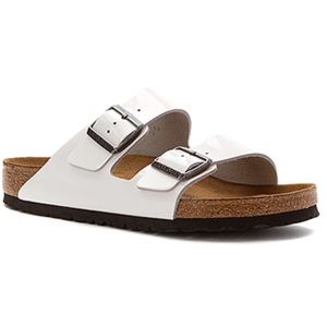 New Birkenstock White Patent Leather Sandals