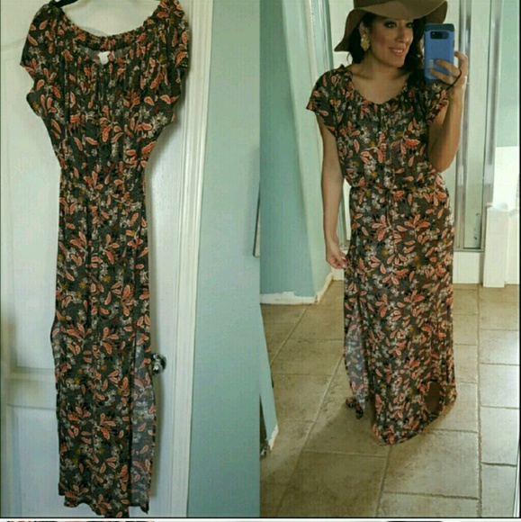 🛇SOLD🚫H&M| Black, Peach and Orange Maxi - Picture 2 of 3