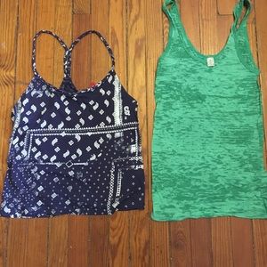 Tank top bundle! Sheer green and flows blue