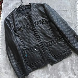 Zara black basic leather jacket