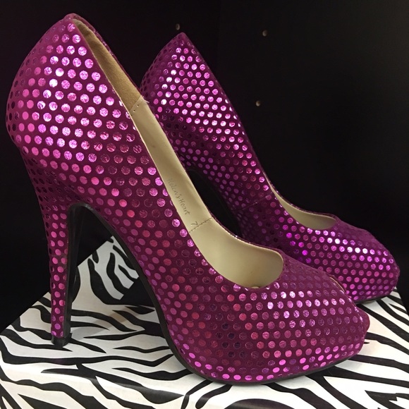 Purple peep toe heels