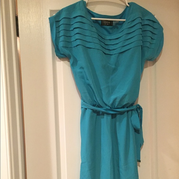 Blue guess dress with tie waist
