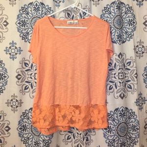 🌞Orange Floral Lace Blouse
