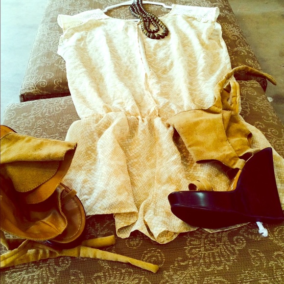 Shear Romper and Suede Wedges