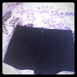 High Waisted Black Corduroy Shorts