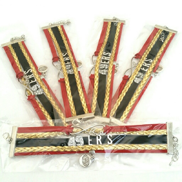 WHOLESALE - 49ERS LEATHER WRAP BRACELETS