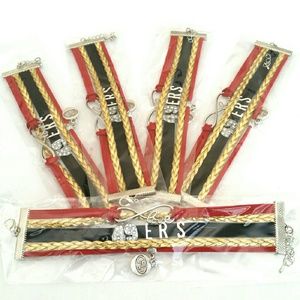 WHOLESALE - 49ERS LEATHER WRAP BRACELETS