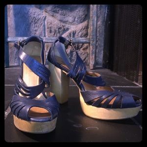 Wooden Strappy High Platform Heels (Loved!) Sz6.5
