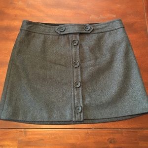 Gray wool button mini skirt