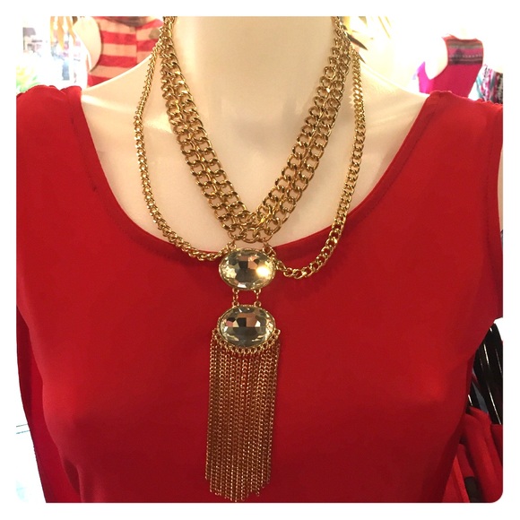 Triple strand statement necklace