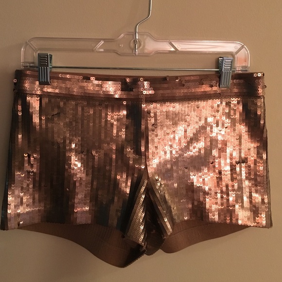 Express Rose Gold Sequin Shorts