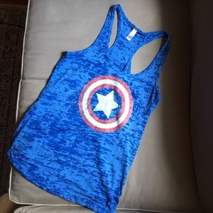 USA!  Captain America Burnout Tank in Blue