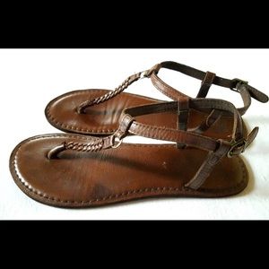 Braided leather sandals