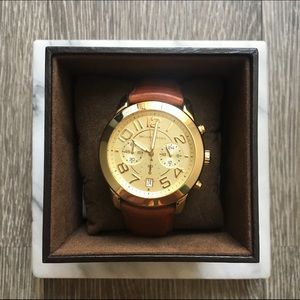 Michael Kors leather gold watch