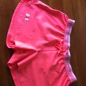 Pink under amour gym shorts