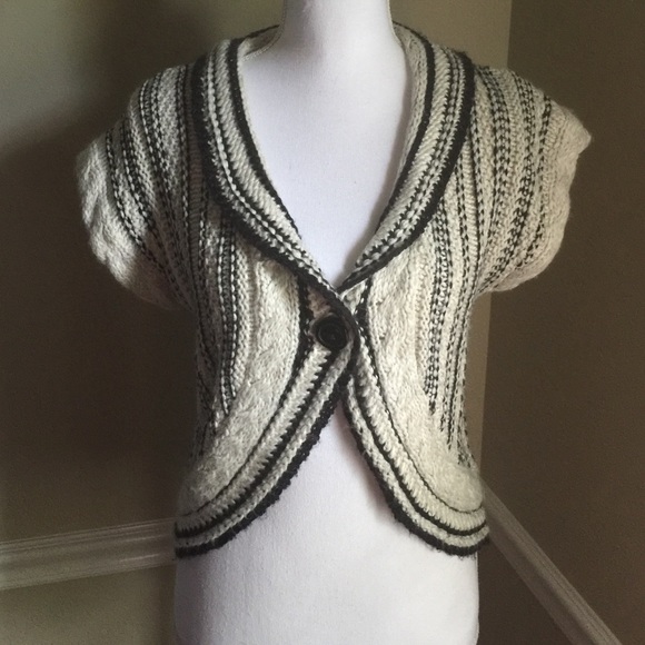 EUC CAbi, M, midi button vest, off white & black - Picture 1 of 4