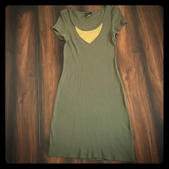 Olive Green Ribbed Dress