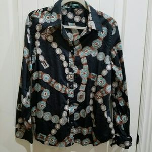 Long sleeve printed blouse