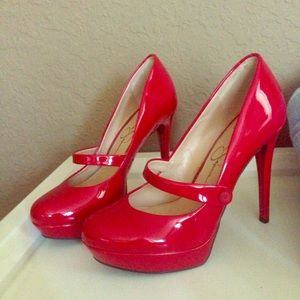 Jessica Simpson NIB red Mary Jane heels