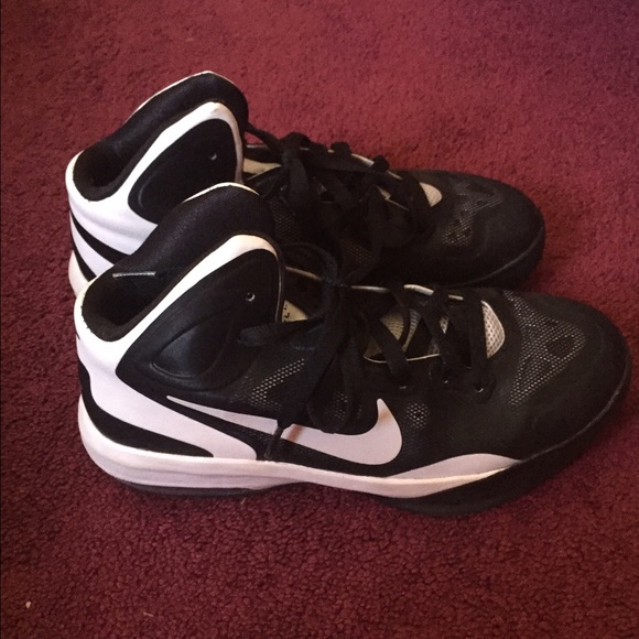 Black and white Nike basketball shoes