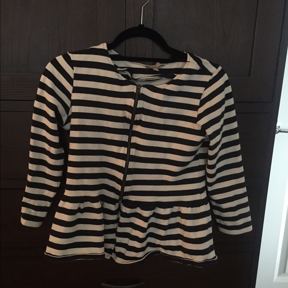 Zara peplum striped blazer. Zipper front