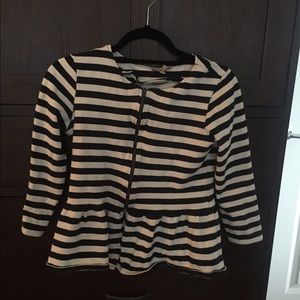 Zara peplum striped blazer. Zipper front