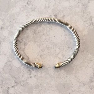 David Yurman Silver Blue Topaz Cable Bracelet 5mm