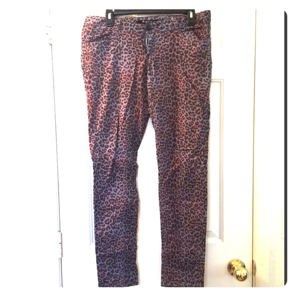 Purple/Orange Leopard "Boom Boom" Skinny Pants - Picture 1 of 3