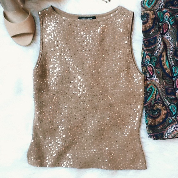 🌟KAREN KANE🌟Silk Spandex Sequin Beaded Top