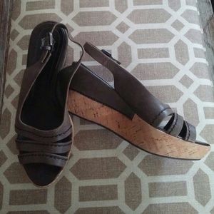 Crown Vintage leather and cork wedges