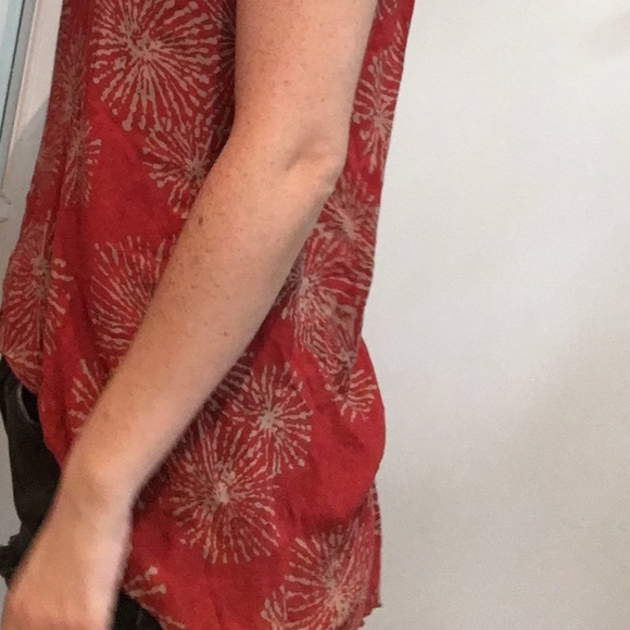 Orange Patterned High-Low Top - Picture 2 of 2