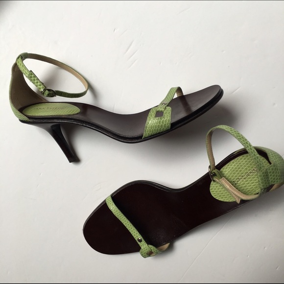 Ann Taylor Shoes - Ann Taylor Ankle Strap Lime Green Snakeskin Sandal