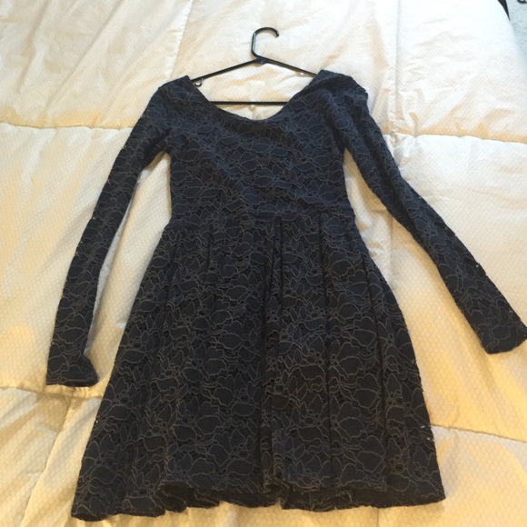 Free People XS lace navy long sleeved dress - Picture 1 of 3