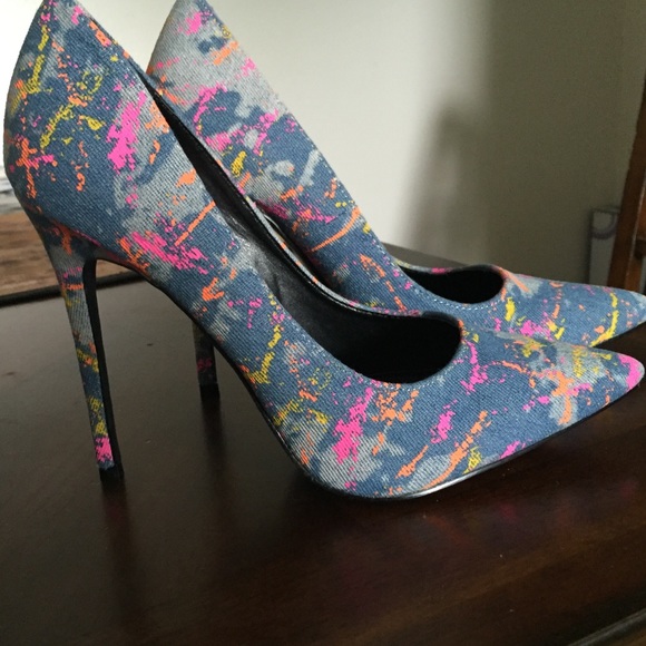💘 Denim + Neon Paint Splatter Heels :: NEW!
