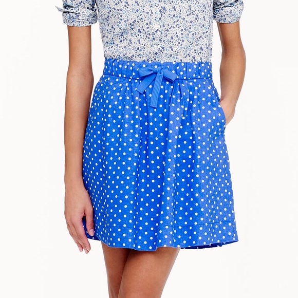 J. Crew Polka Dot Boardwalk Linen Skirt - Picture 1 of 4