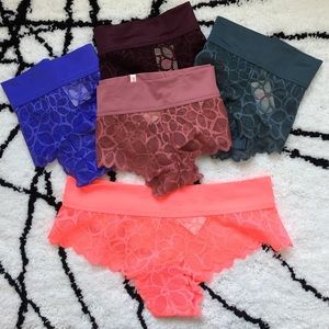 5 pairs of VS Pink Date Lace Cheeksters
