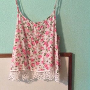 Deb Cropped Lace Floral Tank