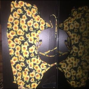 sunflower pattern bikini top